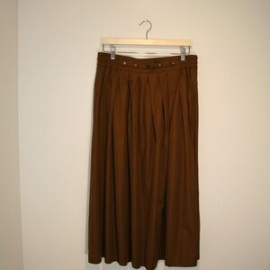 Vintage Brown Steilmann Pleated Skirt with Button Accents